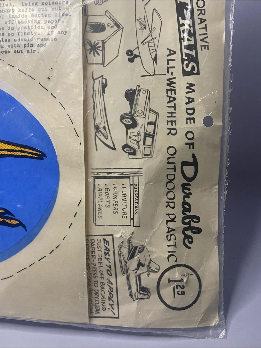 Rare Vintage Roadrunner Self Stick Decal Sticker - Sealed In Original Pkg
